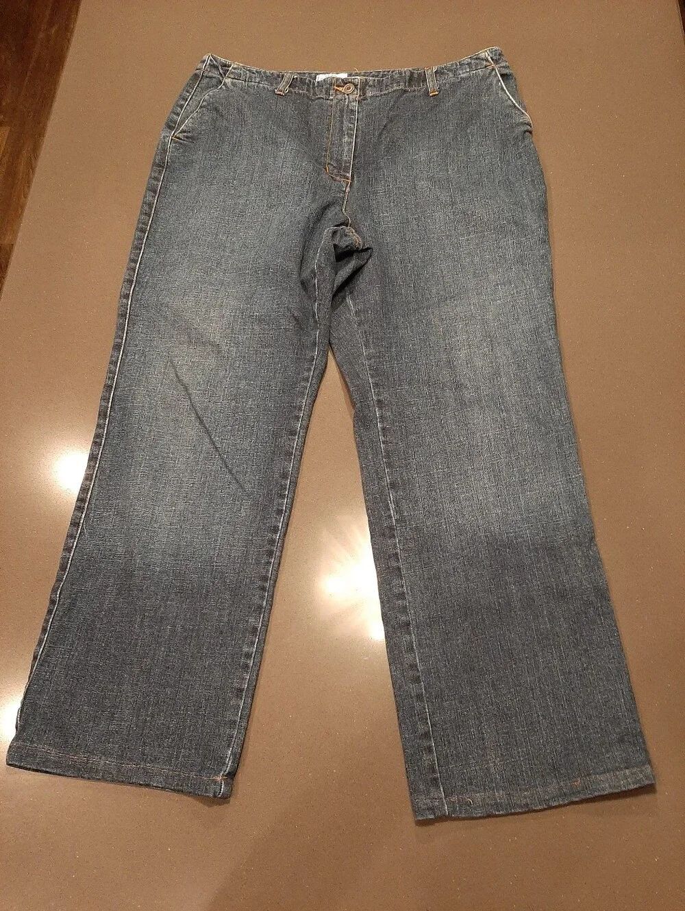 Talbots Stretch Jeans Womens 18 Blue Denim Straight Leg Classic Fit